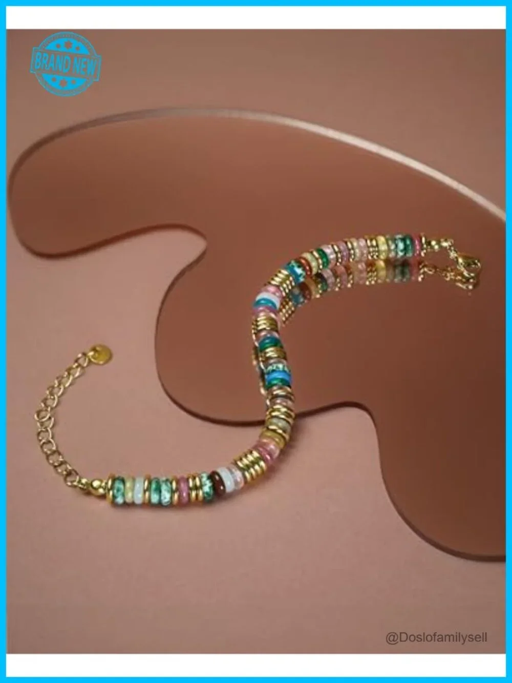 18K Gold Plated Stack Bangle Beaded Stone Bracelet Set